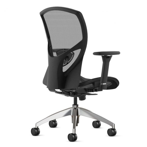 217 9to5seating task chair • Ships in 24 hours • Five-year warranty • Assembly required • Warranted to 300 lbs. • Graphite mesh seat and back • Ratchet back w/ adjustable lumbar and 8-arms way adjustable • Polished aluminum base