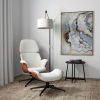 30344IVRY eurostyle lennart lounge chair in brown leatherette back and ivory fabric with black base