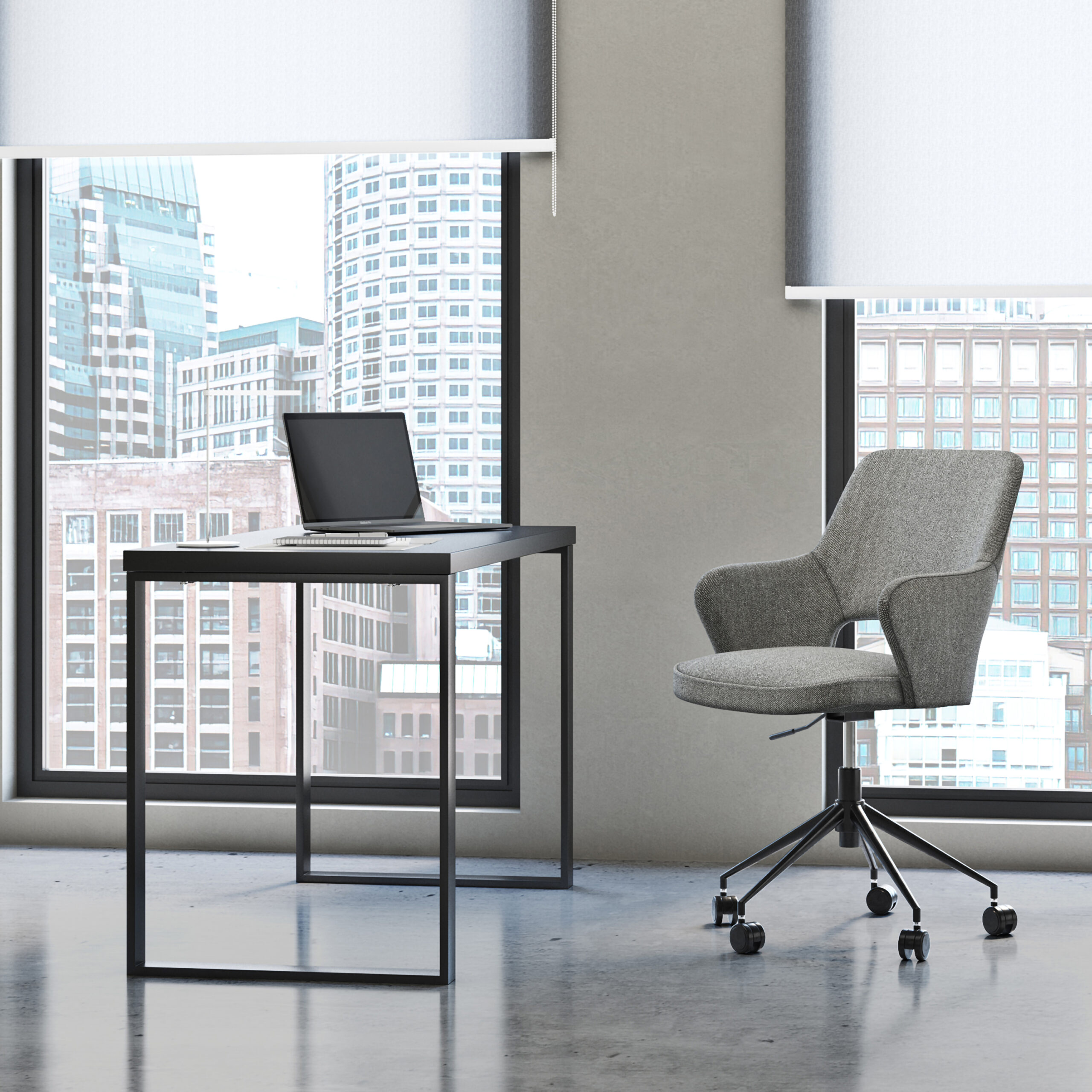 Dillon 47" Desk 90481-ANT Dillon Desk in Matte Anthracite with Matte Black Steel Base