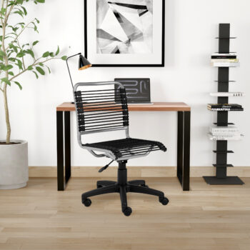 Dillon 47" Desk 90481-WAL Dillon Desk in American Walnut Veneer with Matte Black Steel Base