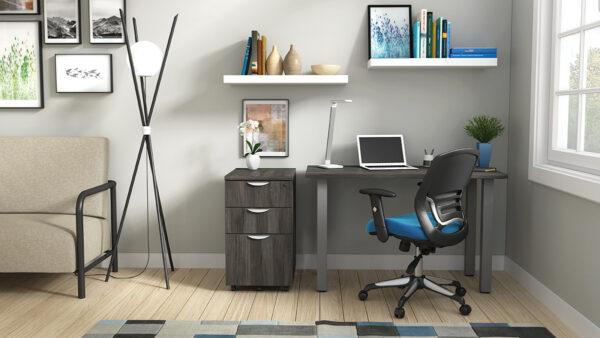 OTG Home Office Gray Legs and Gray Top with BBF Pedestal