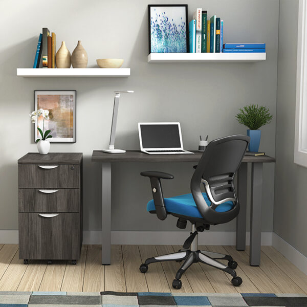 OTG Home Office Gray Legs and Gray Top with BBF Pedestal