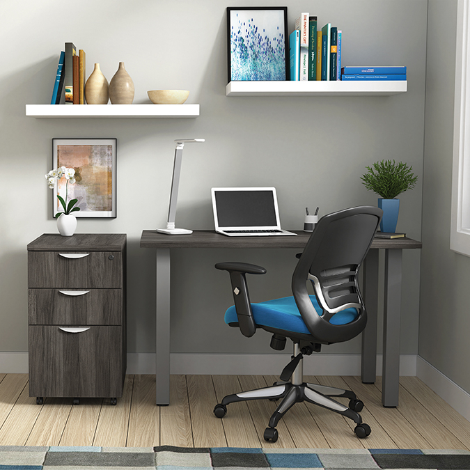 OTG Home Office Gray Legs and Gray Top with BBF Pedestal